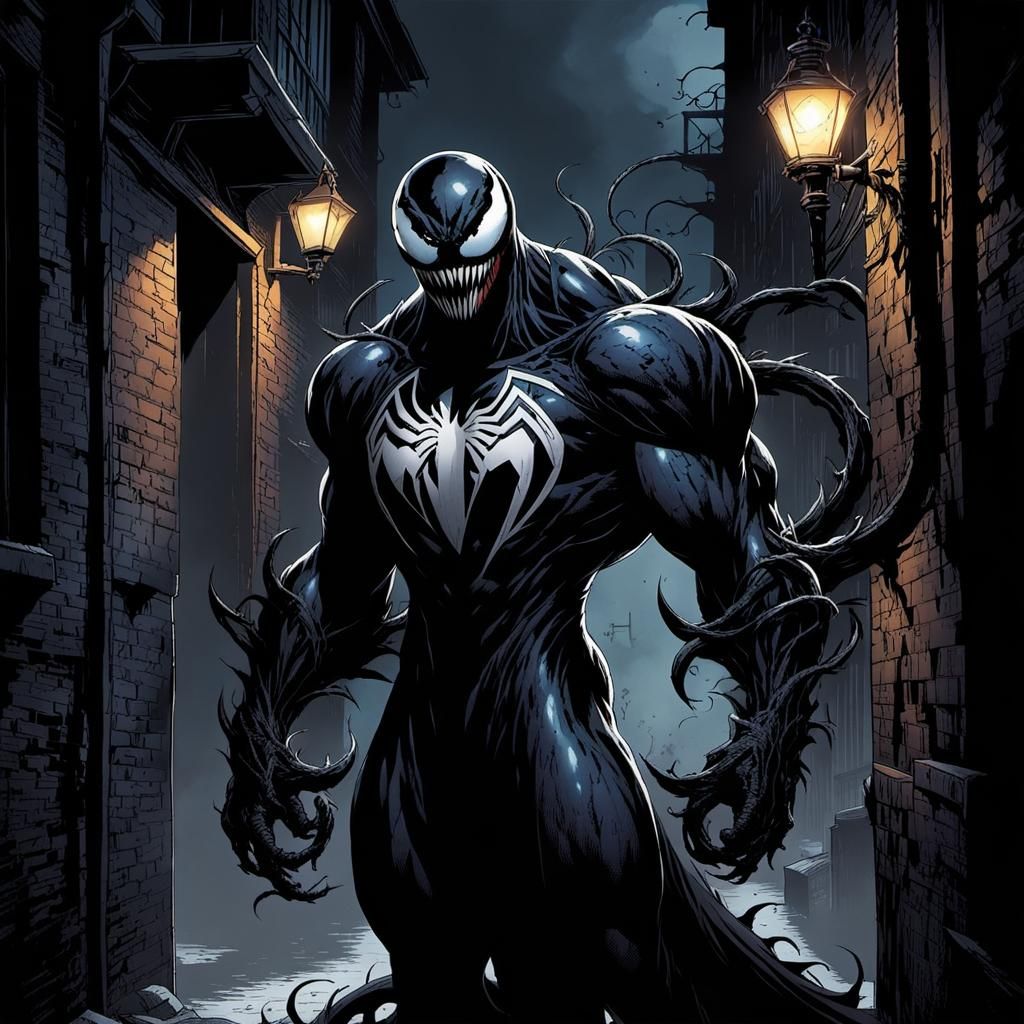 Venom in chiaroscuro style by Todd McFarlane