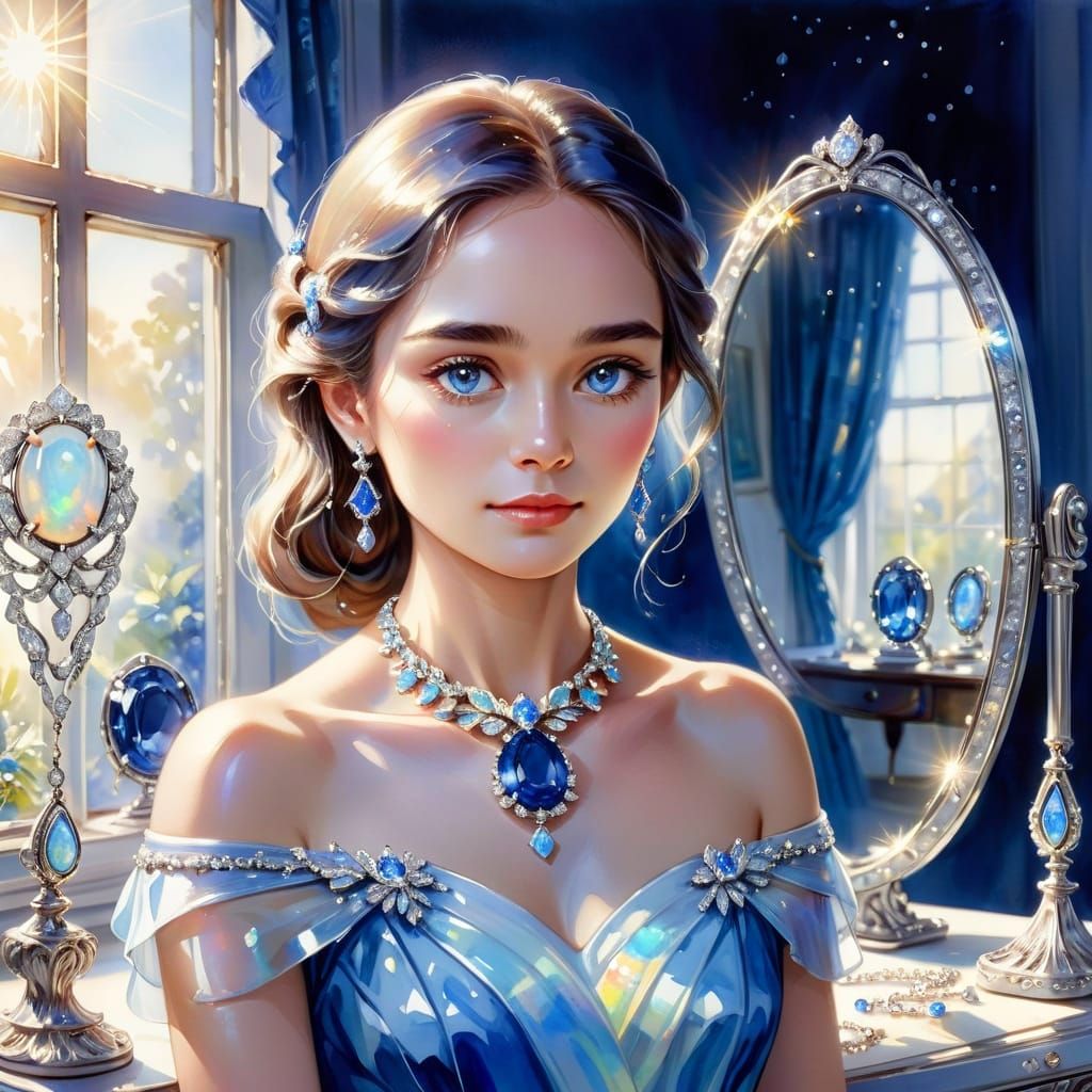 Ethereal Beauty Adorned with Opulent Sapphire Necklace