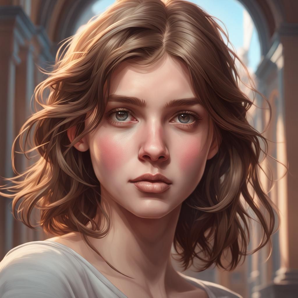 Detailed Portrait of Pale Teenage Woman