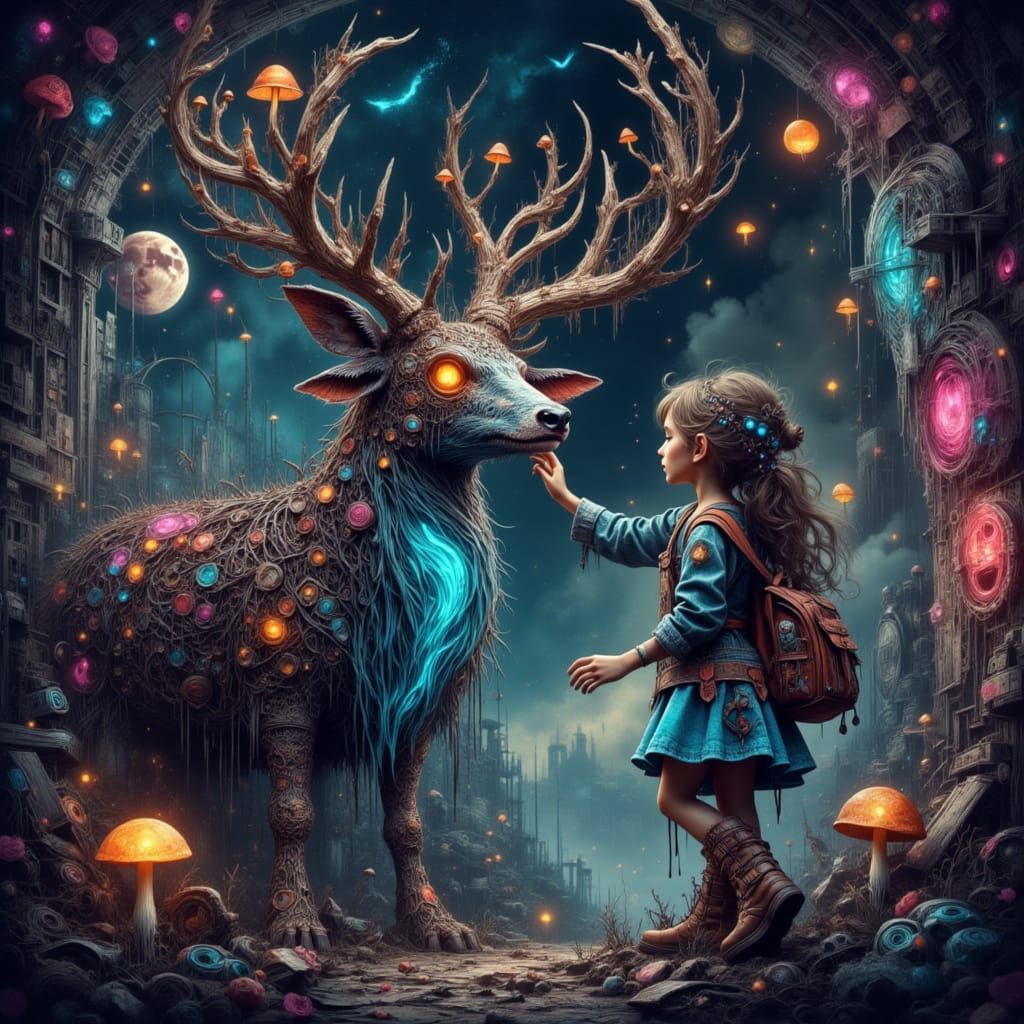 Trashpunk Troll and Mystical Deer Encounter