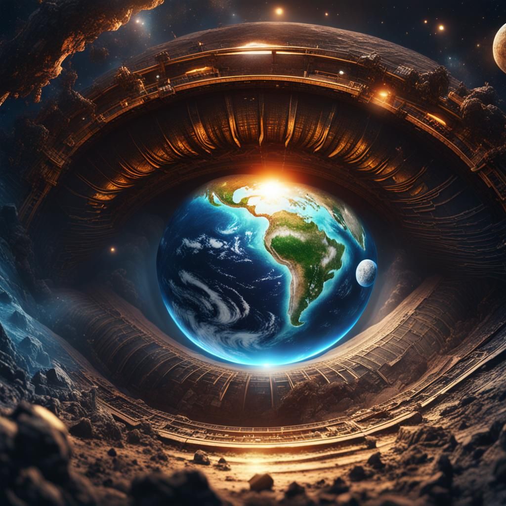 Earth Eye Shines in Space: Detailed Matte Painting