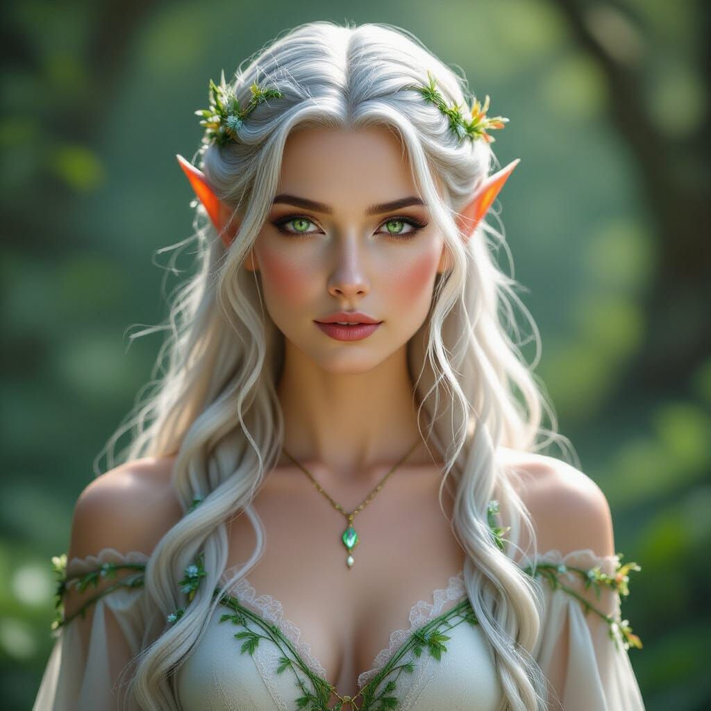 Ethereal Elven Woman with Bioluminescent Hair
