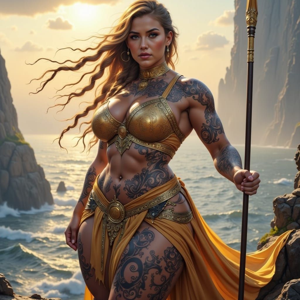 Amazon Warrior Queen with Golden Armor