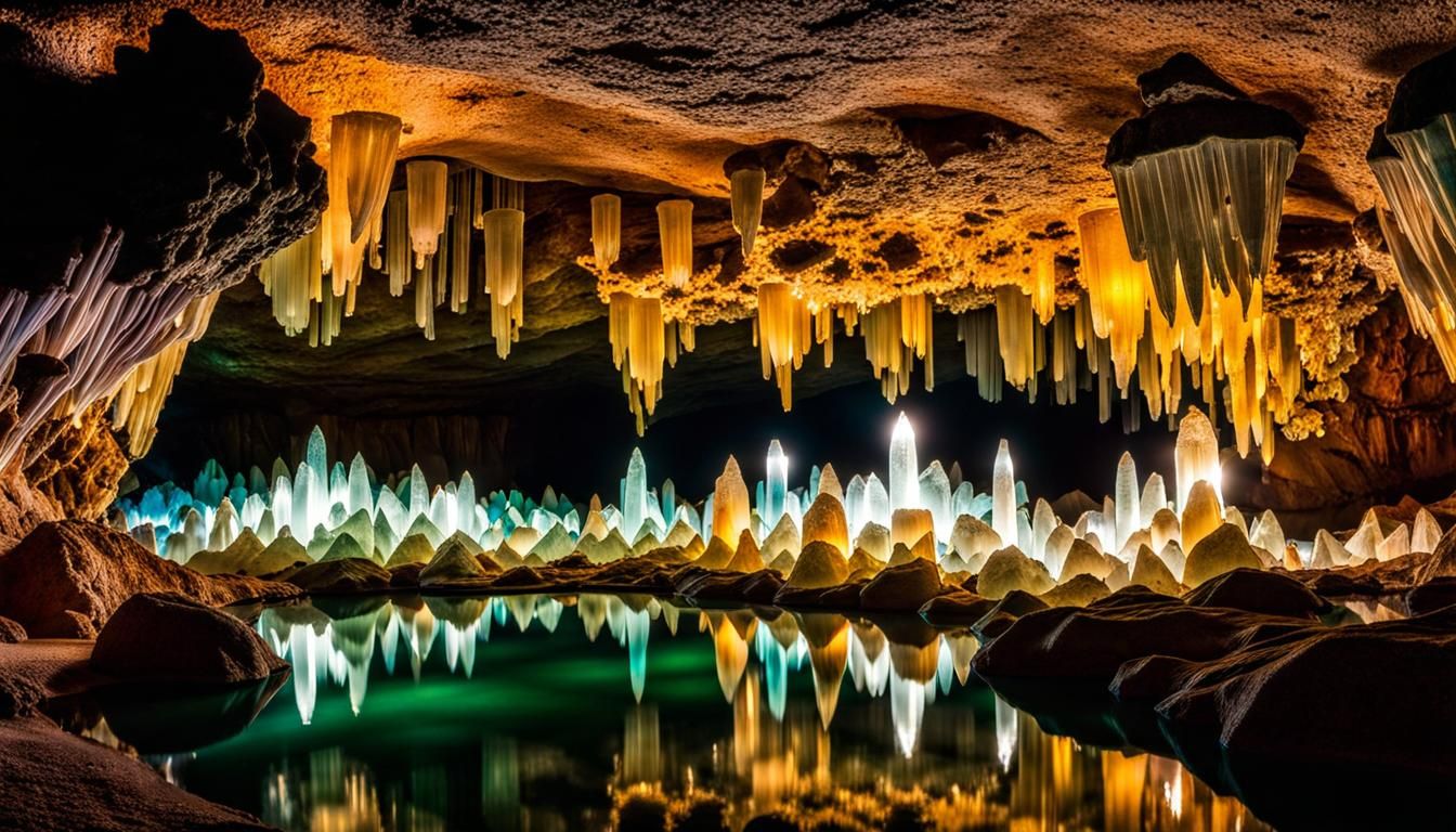 Crystal Cave Illuminated by Cool Colors