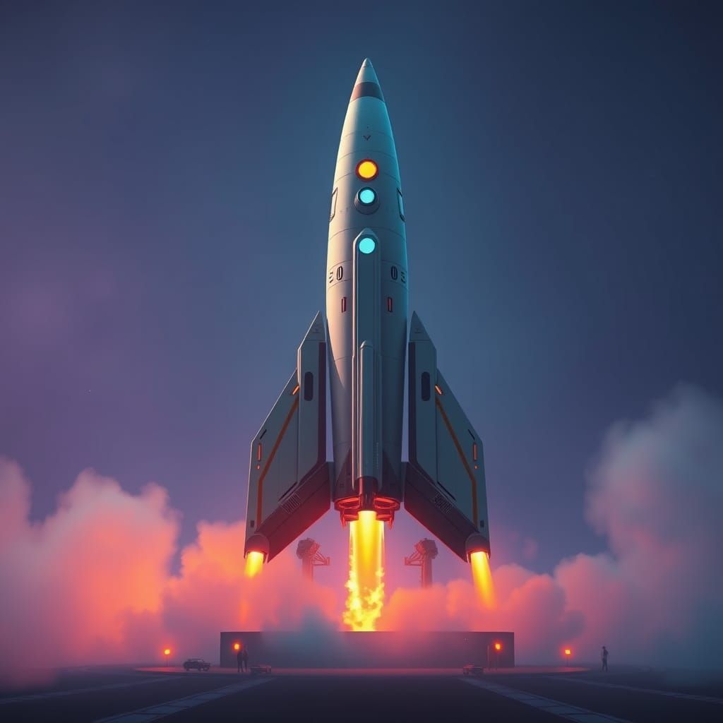 Majestic Rocket Launch in Mystical Ambiance