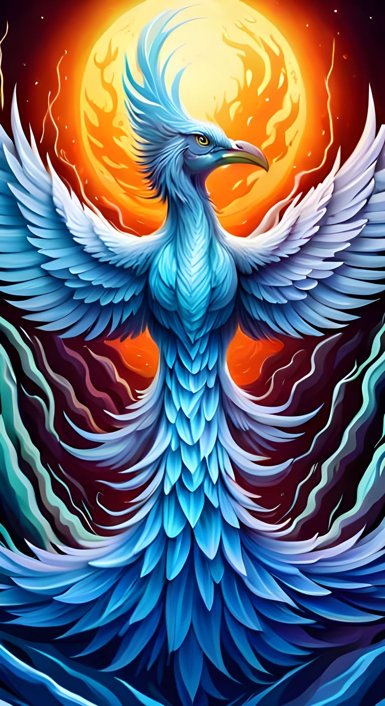 Intricate Floral Icy Phoenix Bird in Fantasy Art