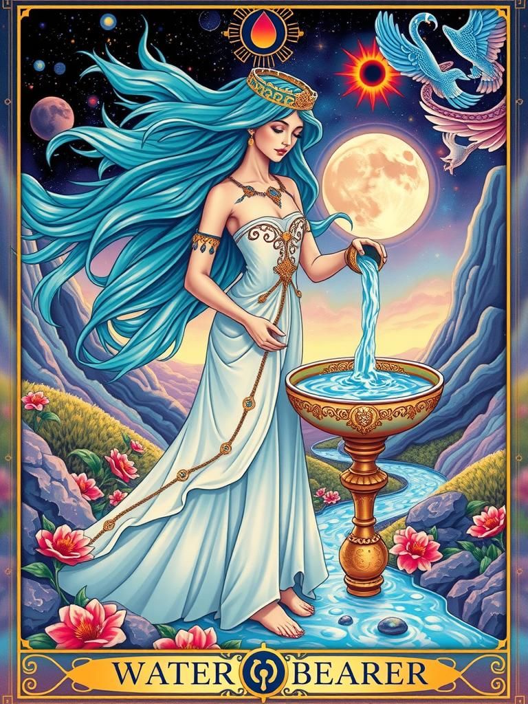 Aquarius Water Bearer in Cosmic Surrealism