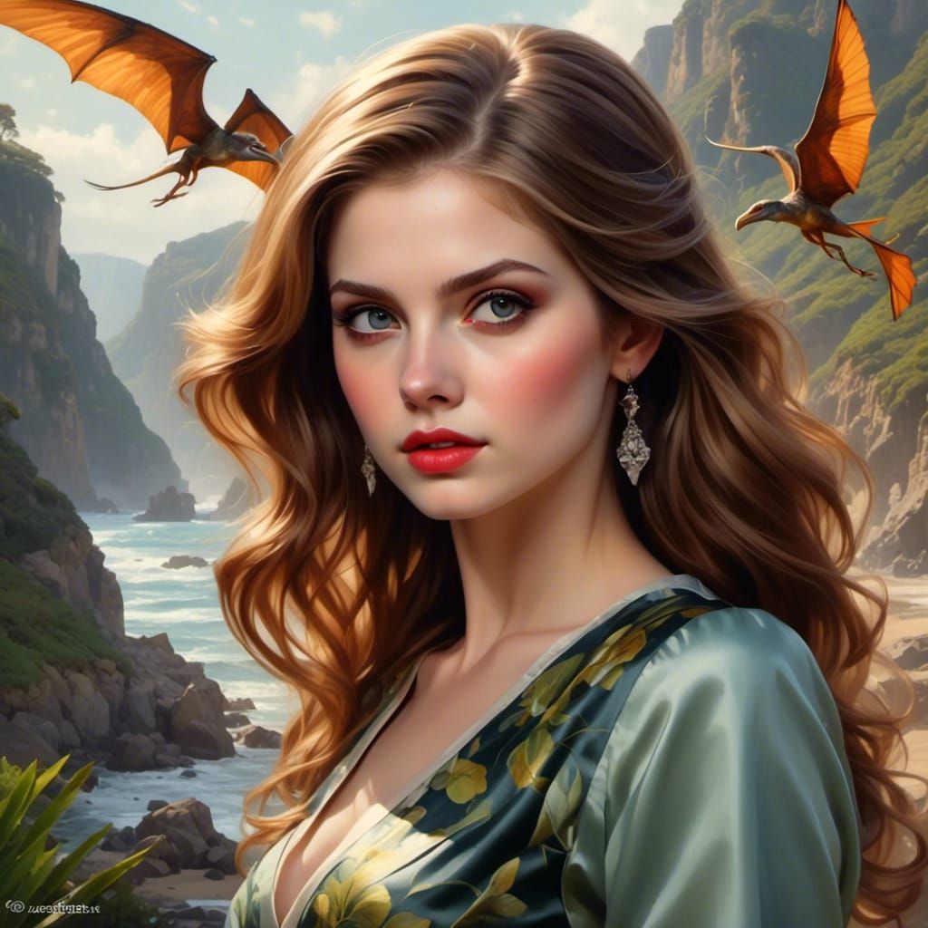 Anna Kendrick Birdwatching with Pterodactyls, Detailed Portr...