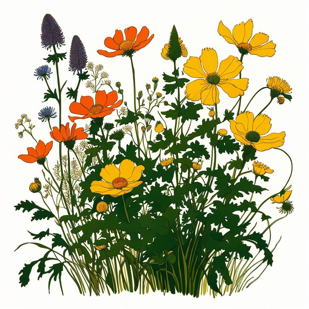 Wildflowers in Art Nouveau Style