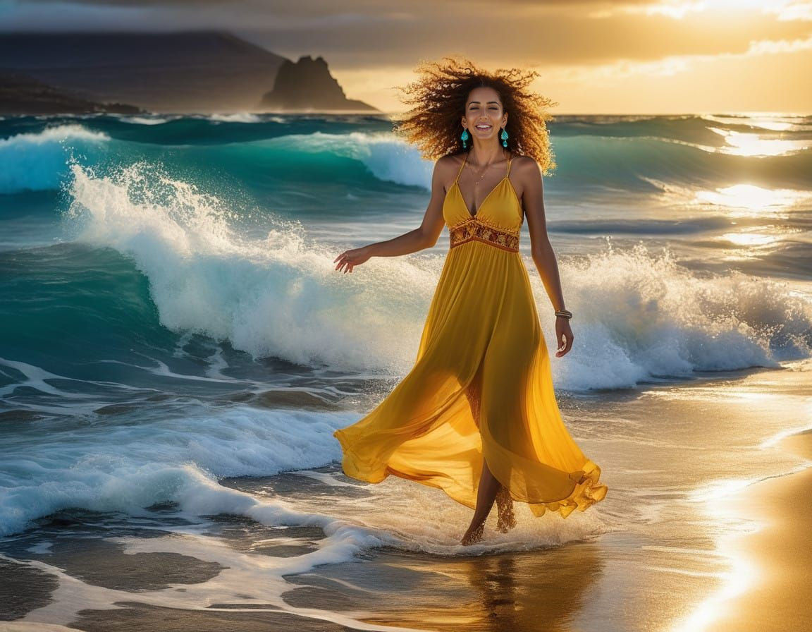 Sensual Spanish Woman Basks in Tenerife Sunset