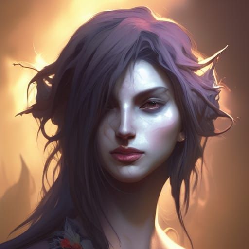 Hyperdetailed Werecat Witch Portrait in Artgerm Style