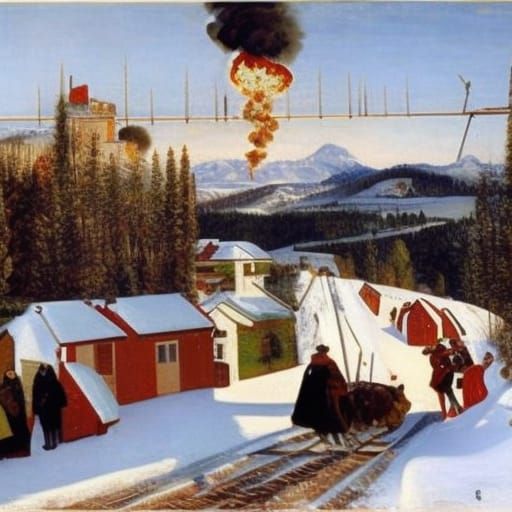 Winter Sledges with Steamboat in Classic Style