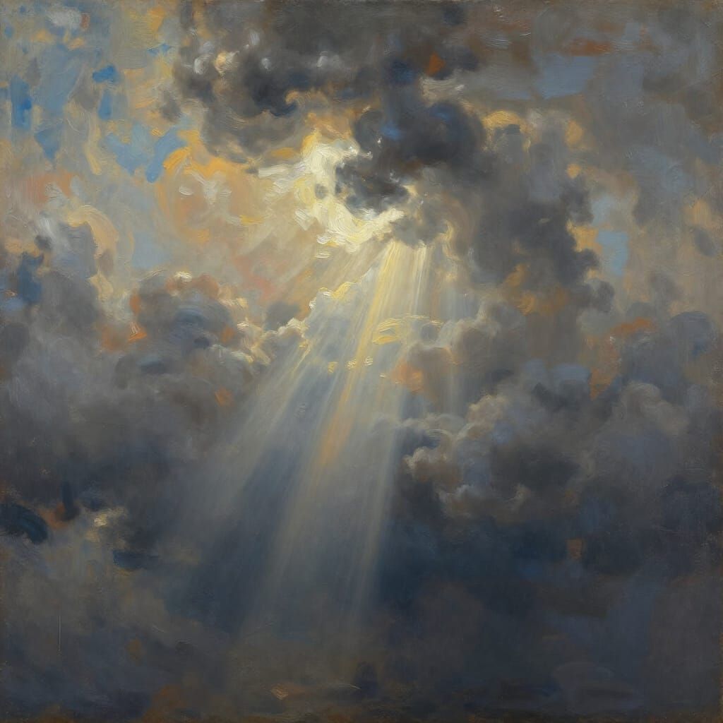 Dramatic Stormy Sky in Turner Oil Painting Style
