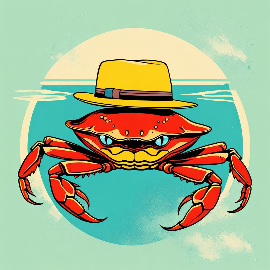 Retro Crab with Attitude: Pop Art Illustration