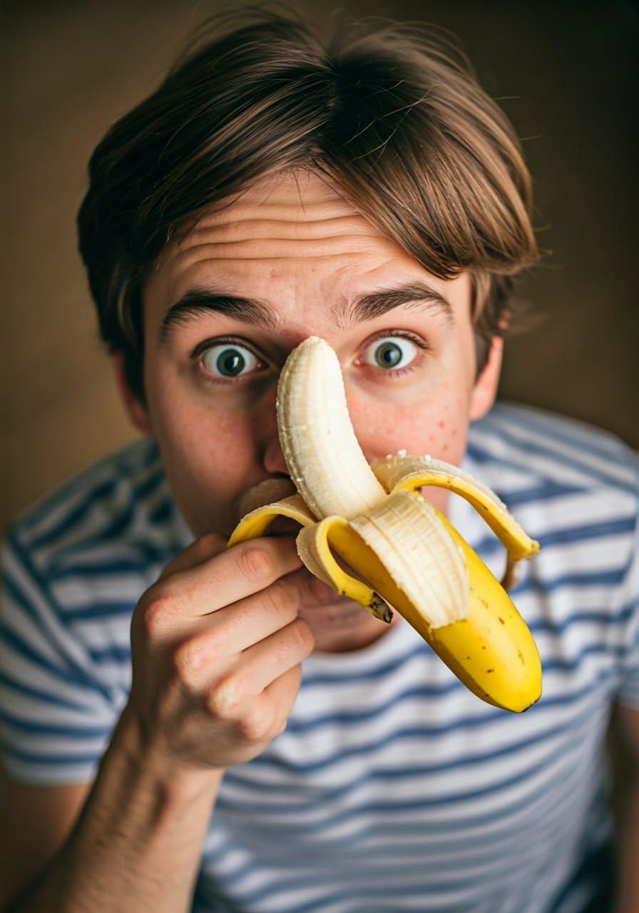 Person in Shock with Banana in Face
