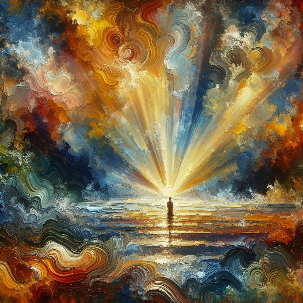 Abstract Oil Painting: Plea for Peace on Water