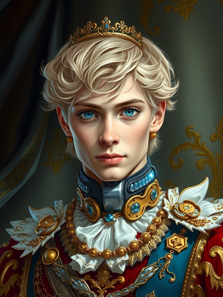 Magical Cybernetic Prince in Classical Realism Style