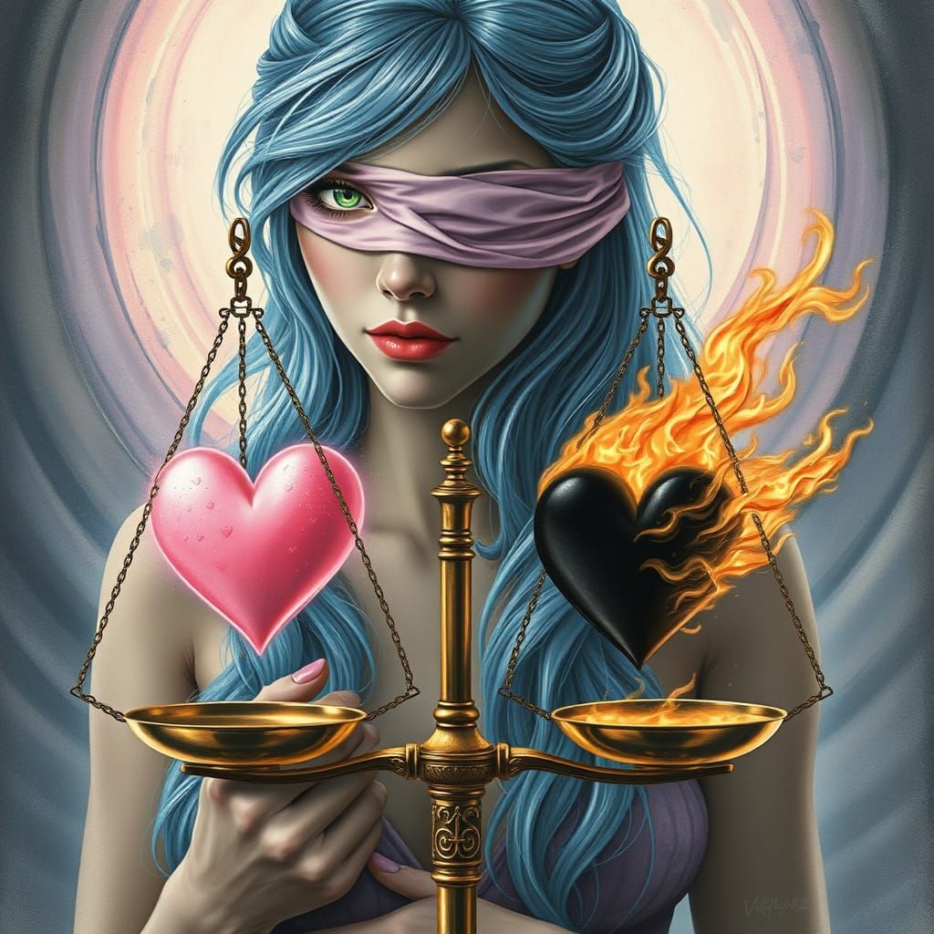 Celestial Goddess of Balance in Ethereal Charcoal