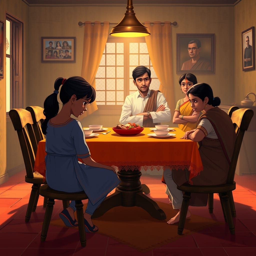 Cozy Family Dining Room with Warm Golden Light