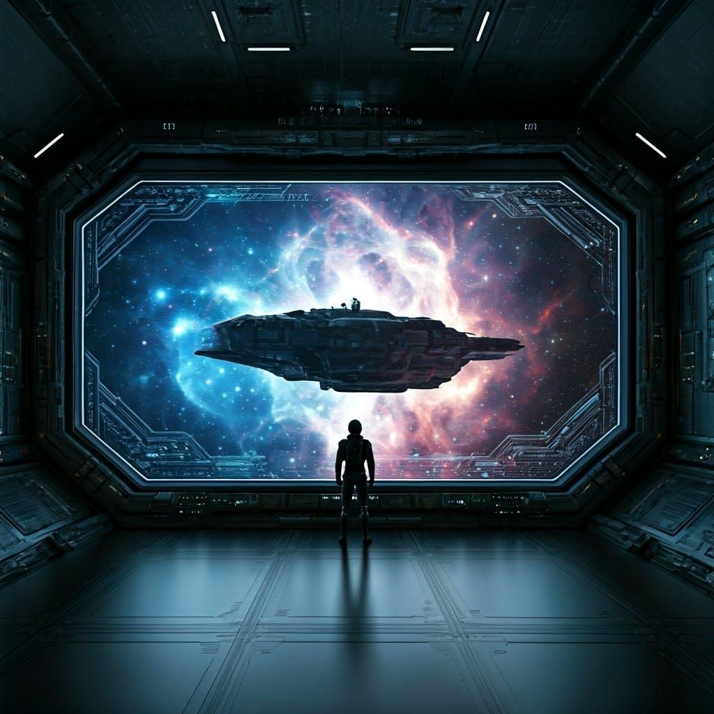 Cosmic Odyssey in Futuristic Spaceship