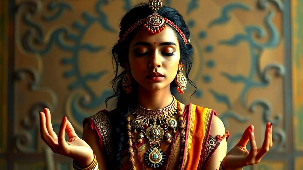 Meditative Indian Woman in Art Nouveau Style