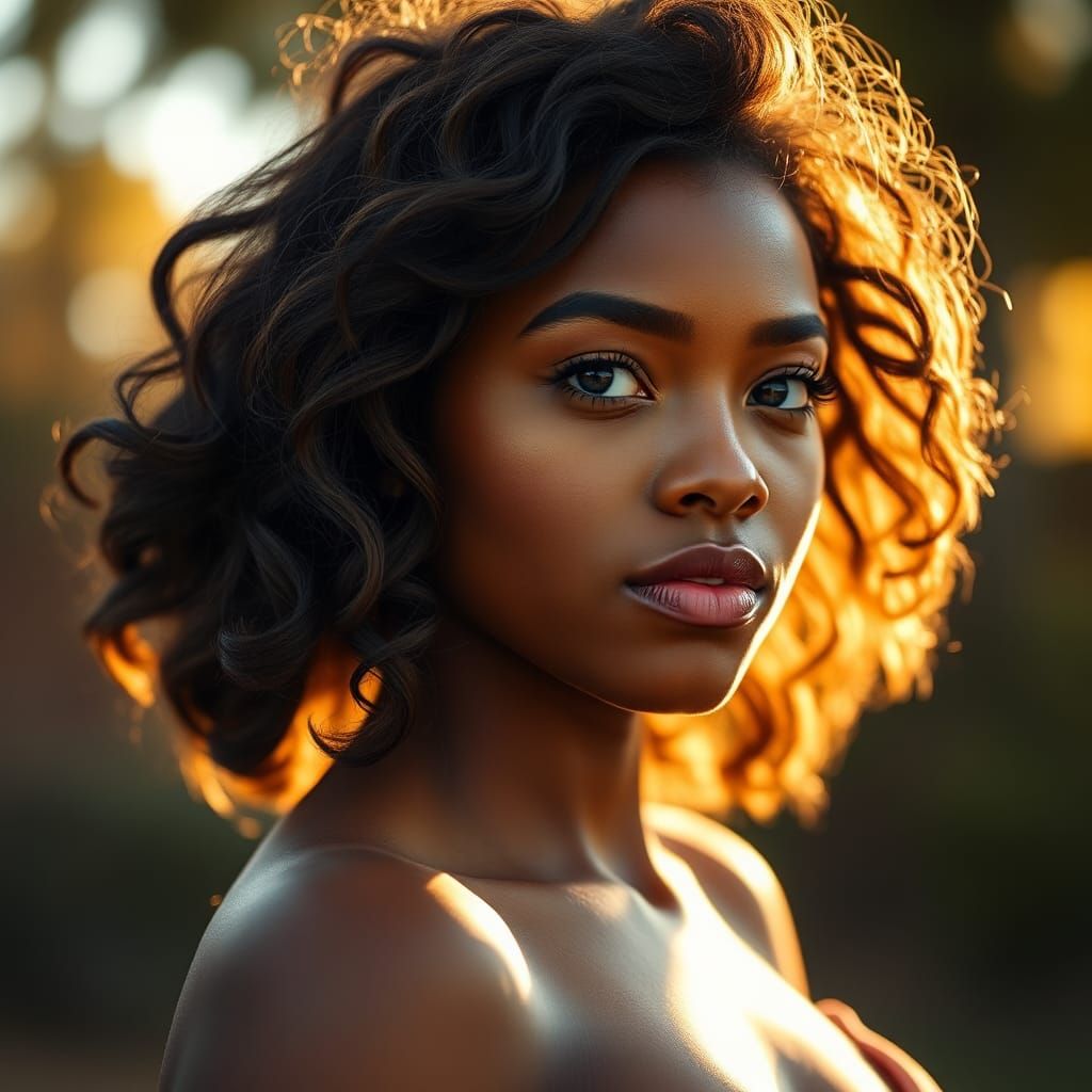 Stunning Biracial Woman with Piercing Blue Eyes