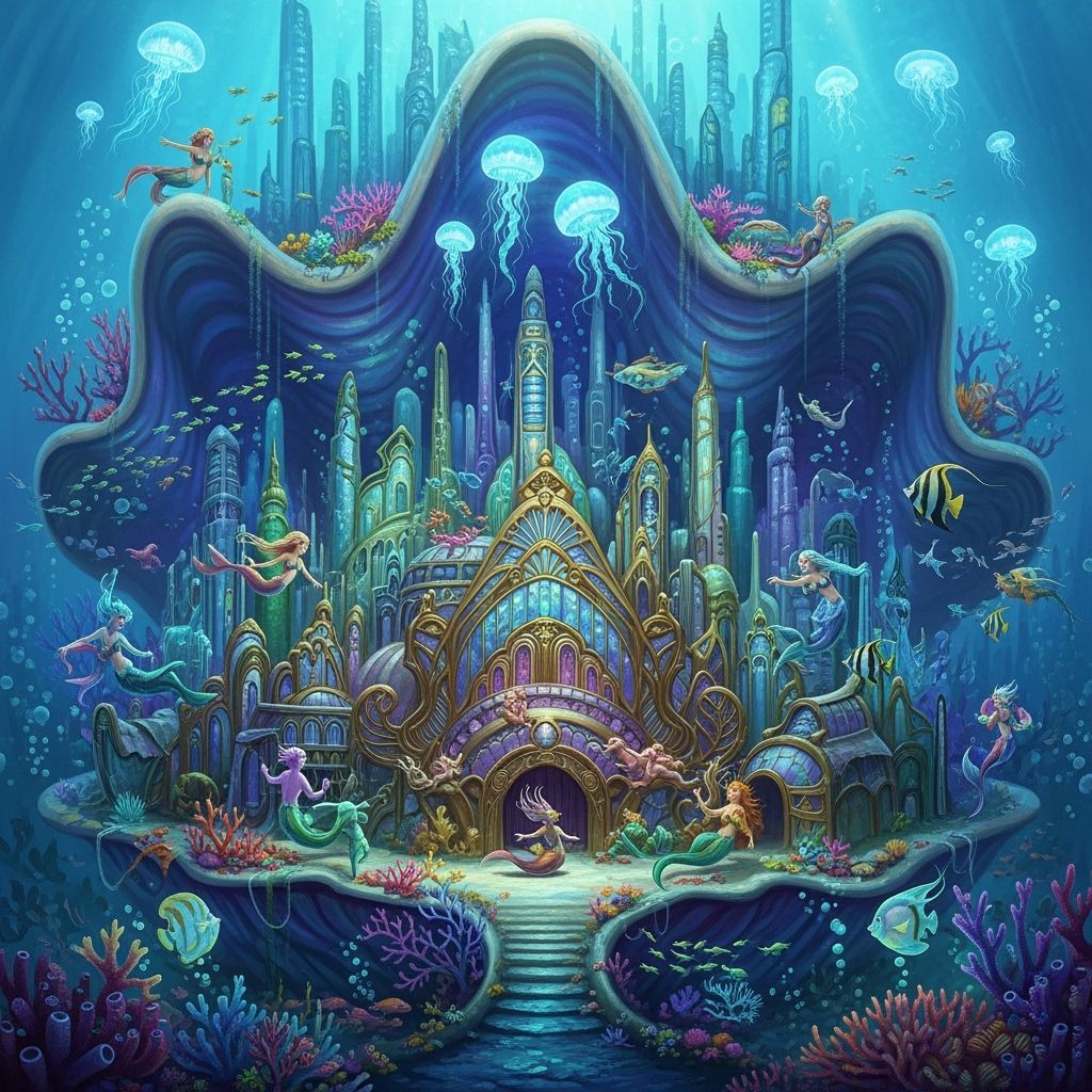 Enchanting Merfolk City in Giant Clam Shell