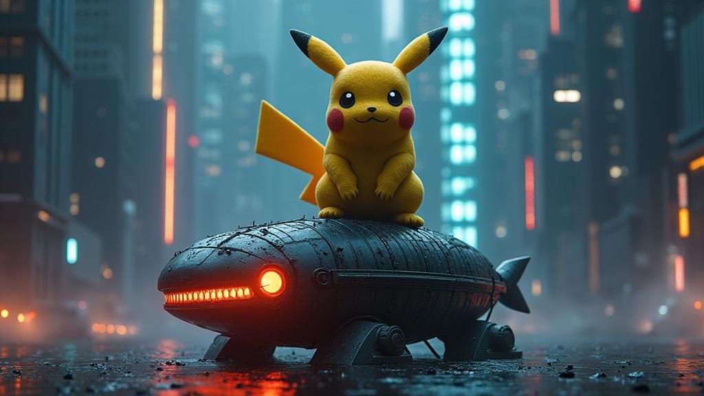 Futuristic Pikachu Model on Metallic Cypher