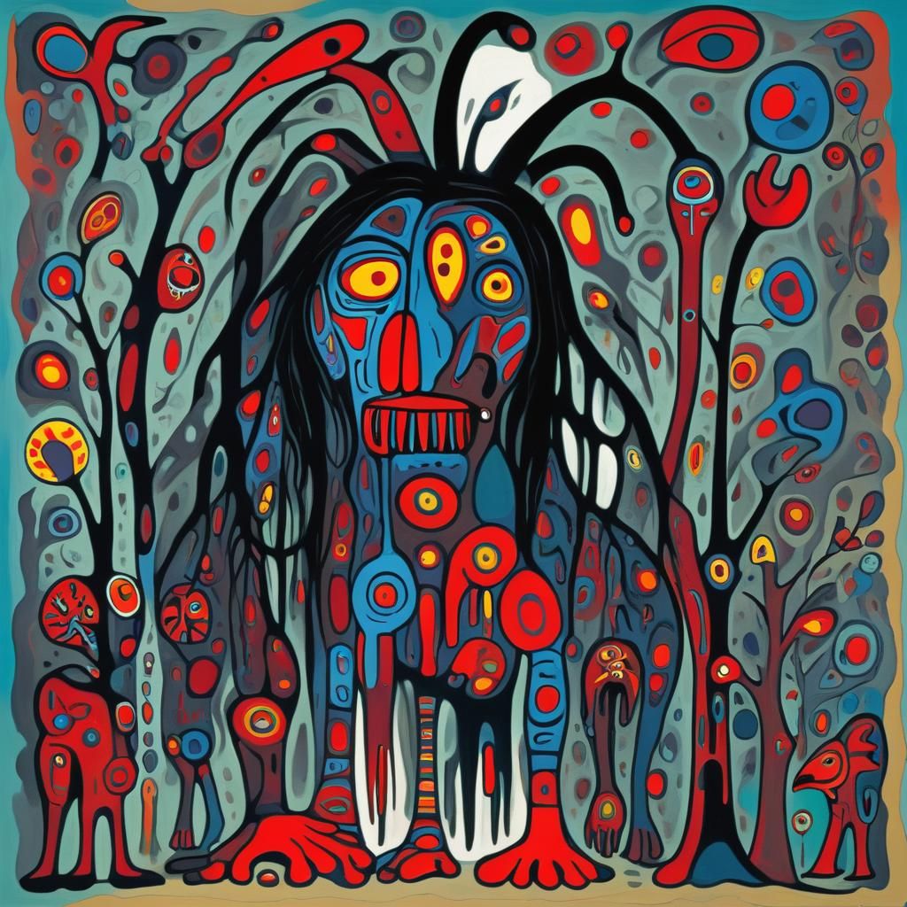 Grimdark Scene in Woodlands Art Style