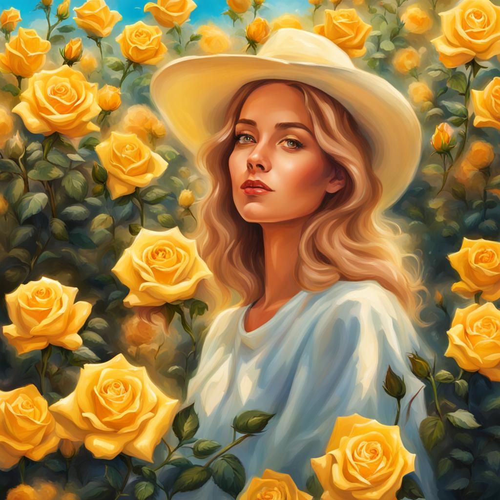 Yellow Rose of Texas: Beautiful Woman in Divine Light