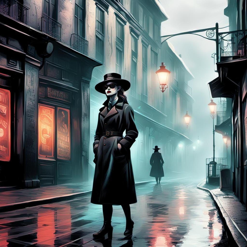 Cyberpunk Expressionism: A Vintage Digital Illustration