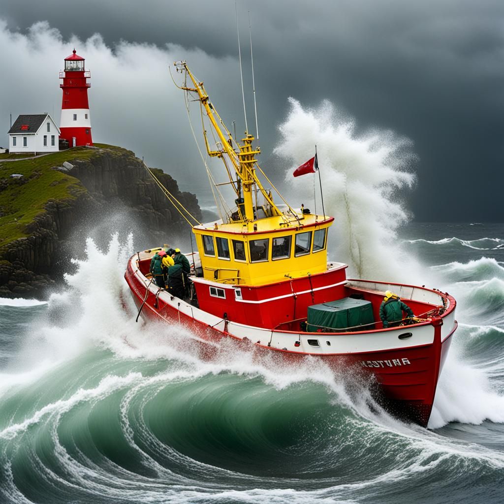 Atlantic Fisherman Battles Stormy Seas in High Detail