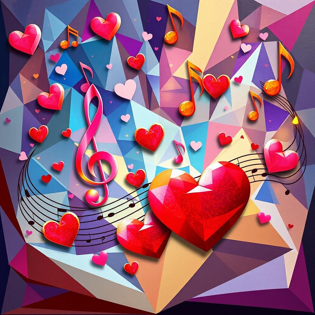 Harmony of Love and Music in Cubist Style