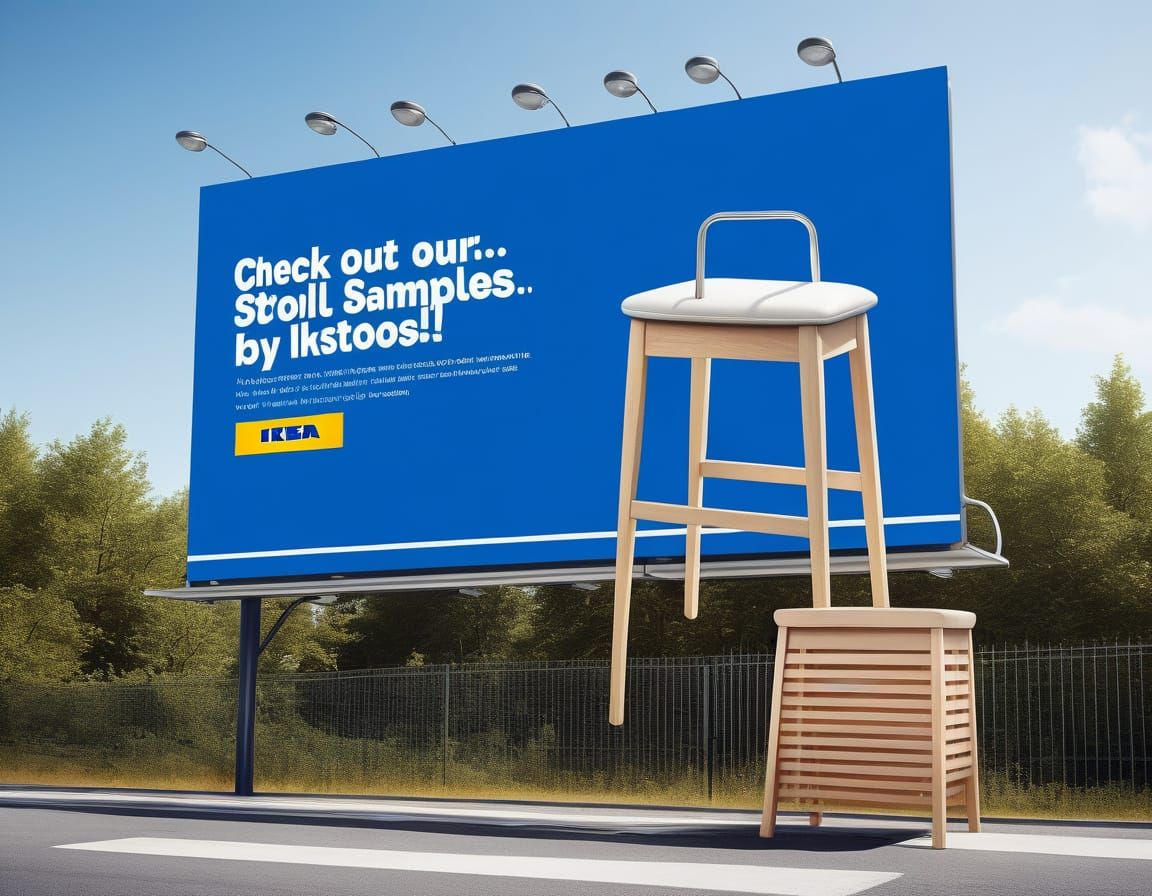 IKEA Billboard Advertising Stool Samples in Detailed Digital...