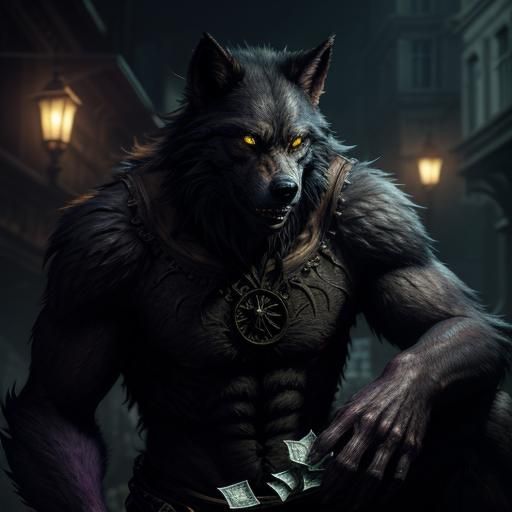Werewolf Counts Money: Dark Fantasy Concept Art