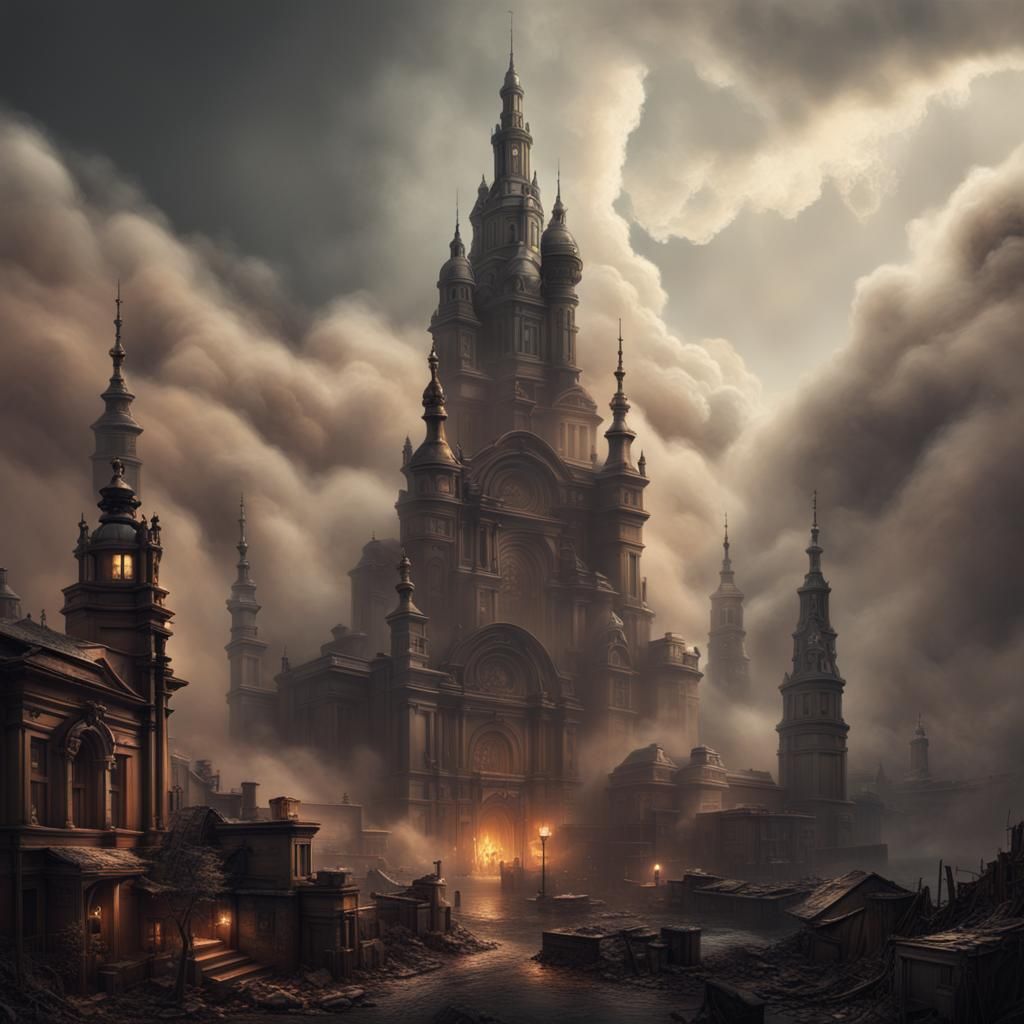 Dramatic Horned Figure in Smoky Acid Fog