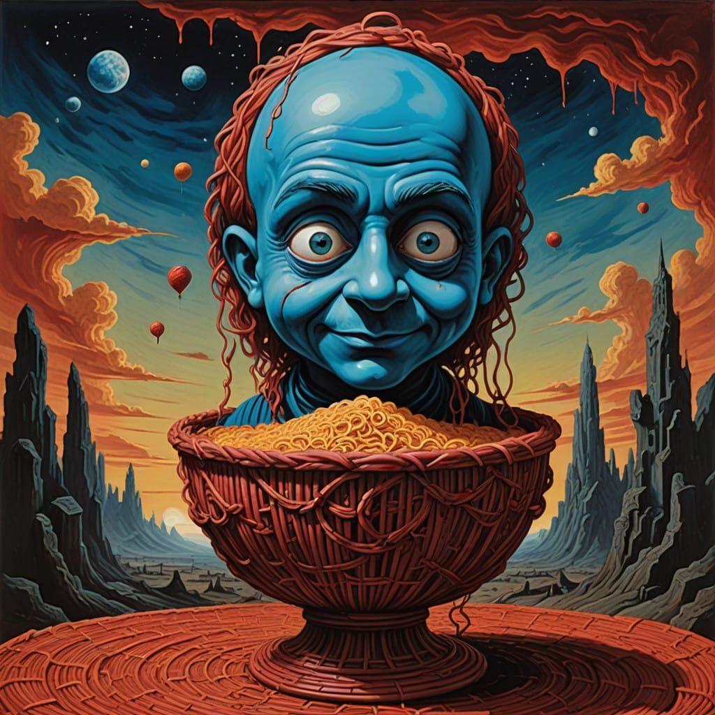 Surrealist Smurf Ascension in Dreamlike Oil Painting Style