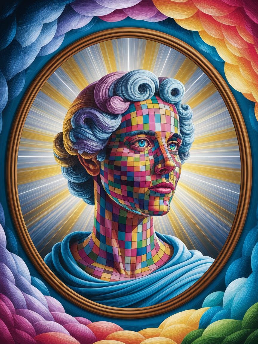 Escher-Inspired Droste Effect Portrait with Fractal Patterns