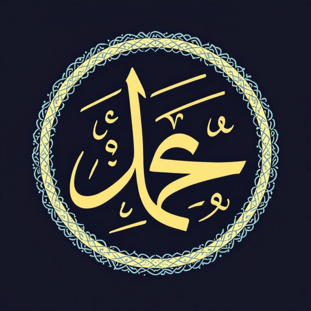 Arabic Calligraphy "Abdullah Al-Ali" in Circle