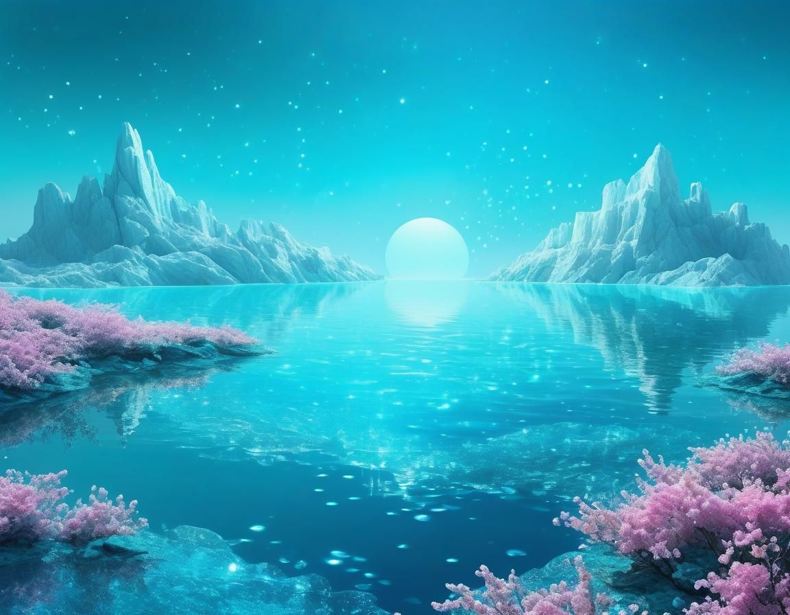 Ethereal Abstract Seascape in Art Deco Style