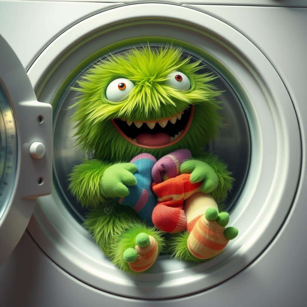 Surreal Monster in a Washing Machine