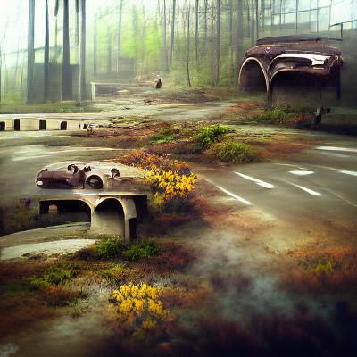 Abandoned Parking Lot Near Prague, 2043