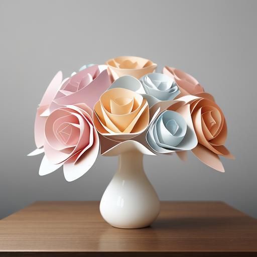 Vibrant Origami Flowers in Ikebana Display