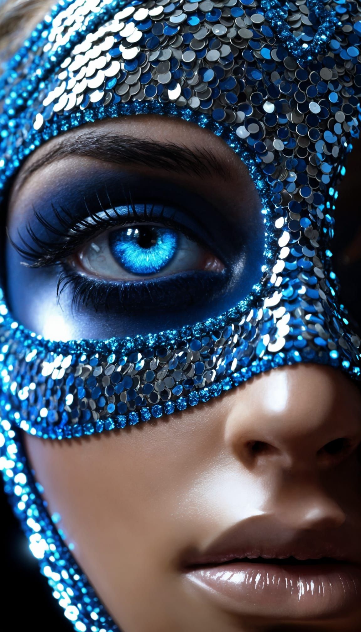 Glittering Futuristic God Mask in Hyperrealistic Detail