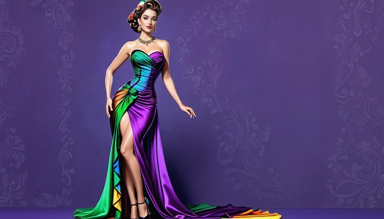 Eggplant Dress on Hourglass Figure, Photorealistic