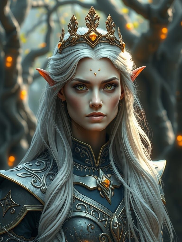 Regal Elven Queen with Ancient Wisdom