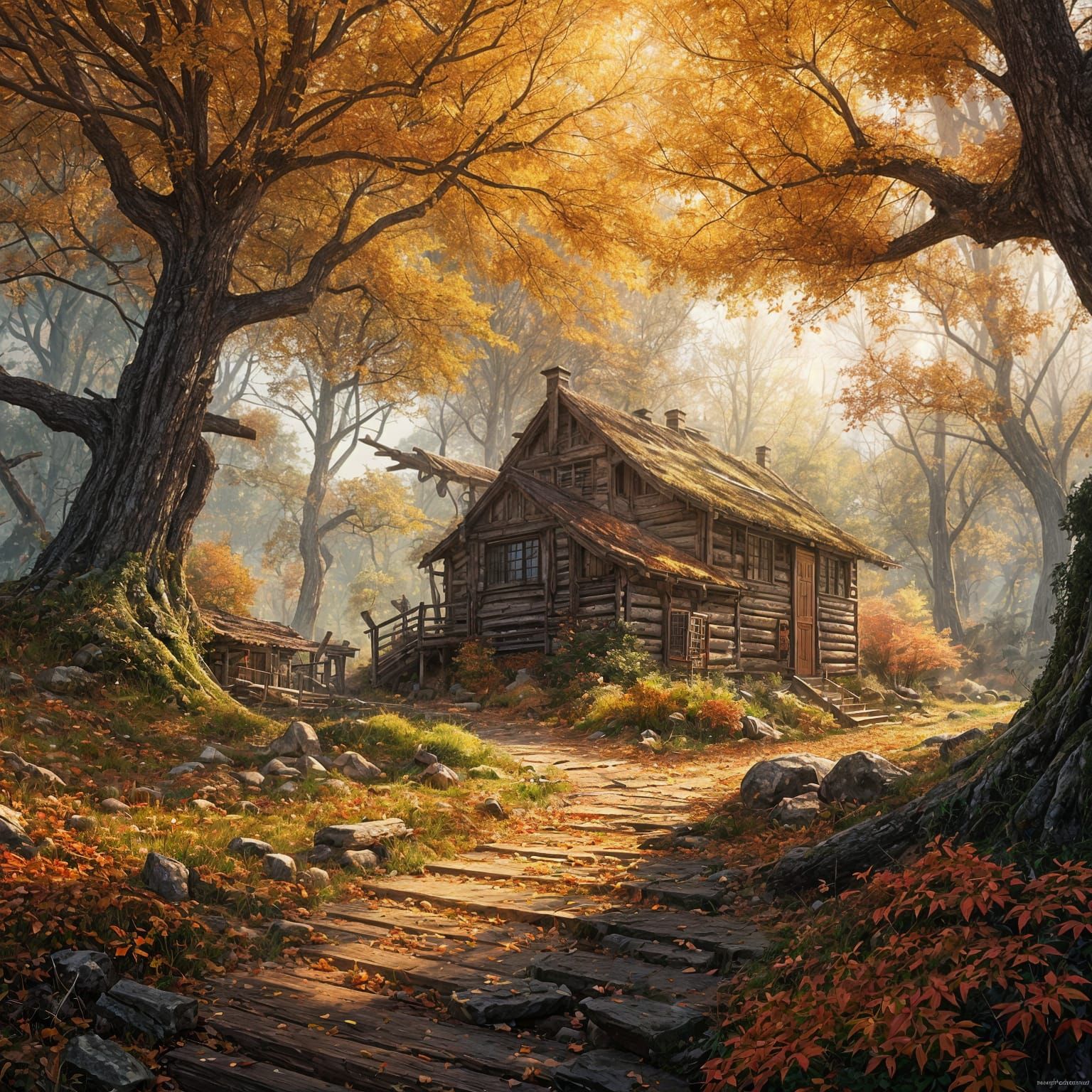 Hyperrealistic Autumn Landscape in Vibrant Fall Colors