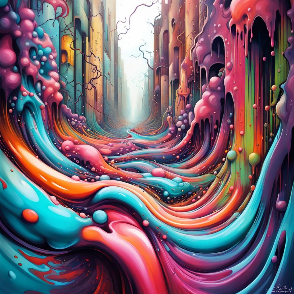 Surreal Digital Art with Flowing Lines and Abstract Details