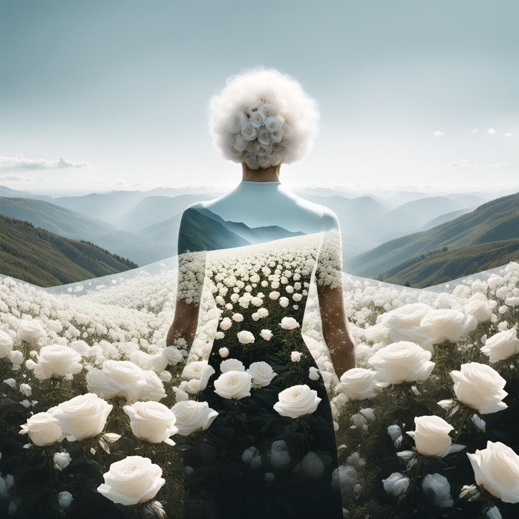 Grannie and Valley of Roses in Double Exposure