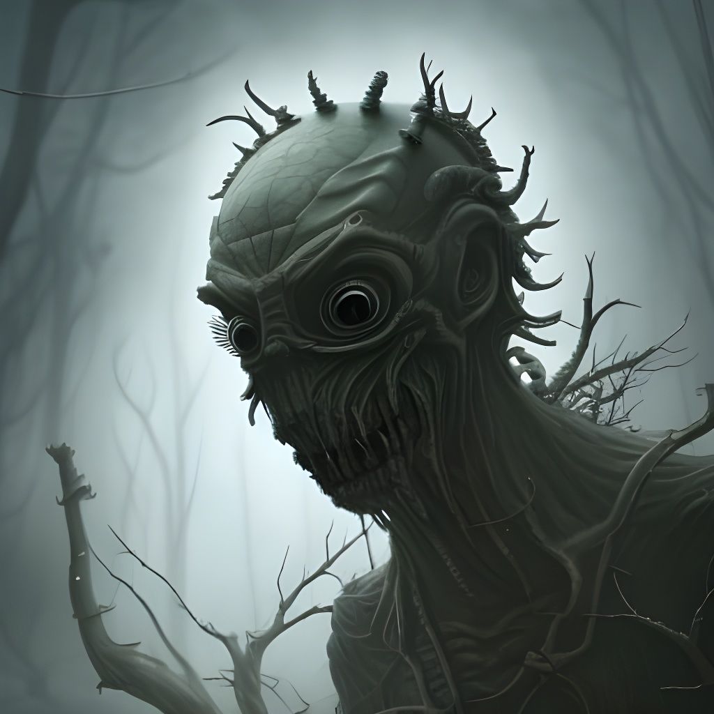 Creepy Creature in Ominous Post-Apocalyptic Landscape